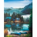 Картины по номерам, акриловая живопись по контурам, картина "Дом в горах"