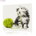 Картина по номерам "Котенок с зеленым клубком" PBN0040, размер 40х40 см