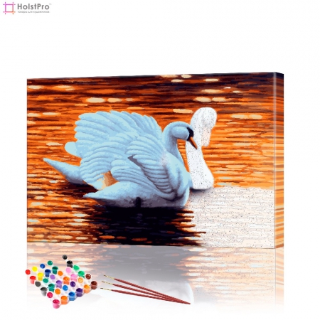 Картина по номерам "Лебеди на пруду" PBN0096, размер 40х50 см