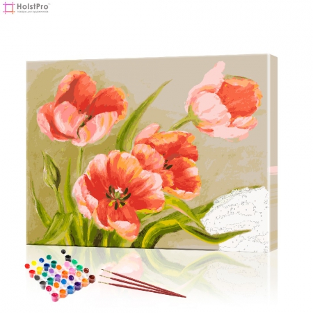 Картина по номерам "Красные тюльпаны" PBN0158, размер 40х50 см