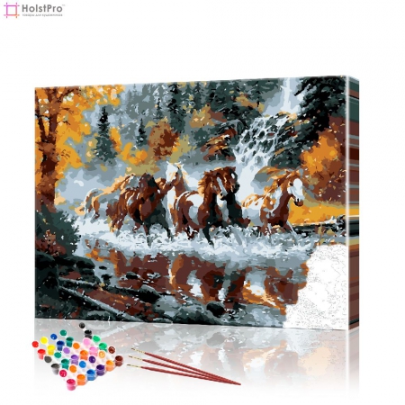 Картина по номерам "Табун лошадей" PBN0461, размер 40х50 см
