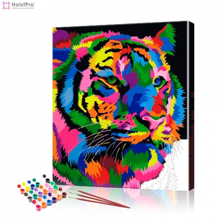 Картина по номерам "Цветной тигр" PBN0529, размер 40х50 см
