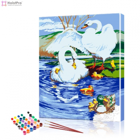 Картина по номерам "Лебеди на пруду" PBN0681, размер 40х50 см