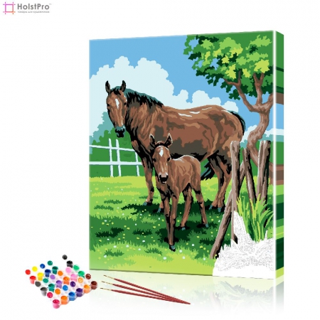 Картина по номерам "Домашние лошади" PBN0689, размер 40х50 см