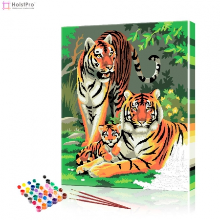 Картина по номерам "Семья тигров" PBN0693, размер 40х50 см