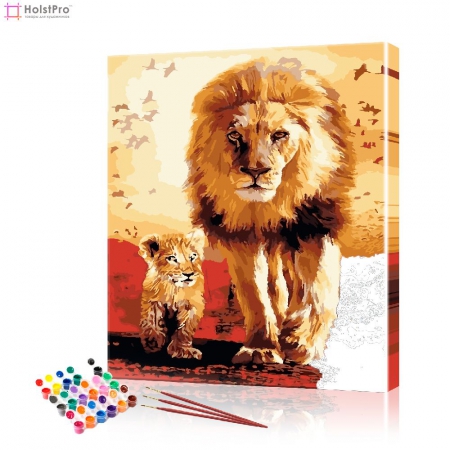 Картина по номерам "Лев со львёнком" PBN0797, размер 40х50 см