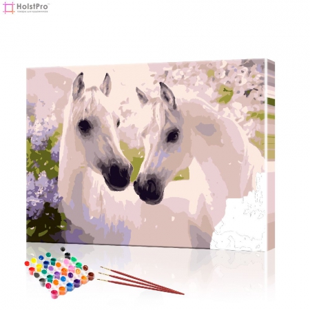 Картина по номерам "Пара белых лошадей" PBN0813, размер 40х50 см