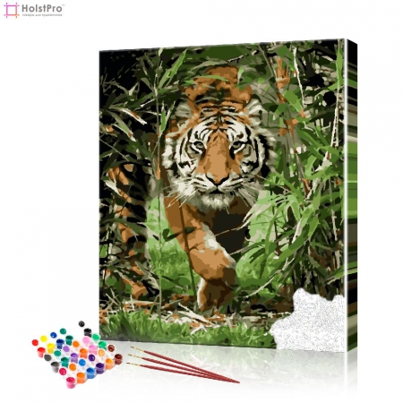 Картина по номерам "Тигр на охоте" PBN0907, размер 40х50 см