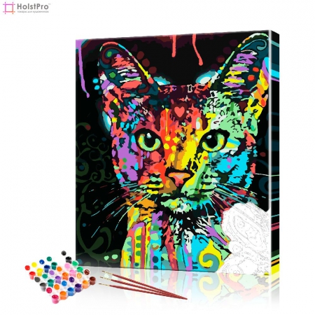 Картина по номерам "Цветная кошка" PBN0559, размер 40х50 см