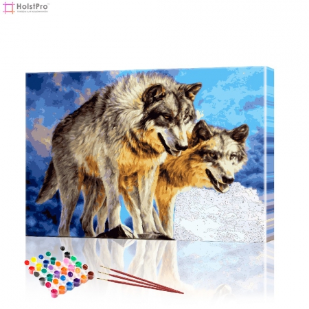Картина по номерам "Волки на охоте" PBN0216, размер 40х60 см
