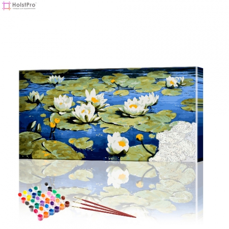 Картина по номерам "Лилии на пруду" PBN0272, размер 40х90 см