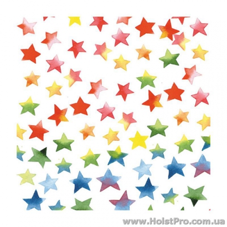 Салфетки для декупажа, "Акварельные цветные звезды", 33*33 см, 18,5 г/м2, 20 шт