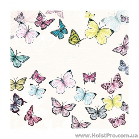 Салфетки для декупажа, "Маленькие бабочки", белые, 33*33 см, 18,5 г/м2, 20 шт