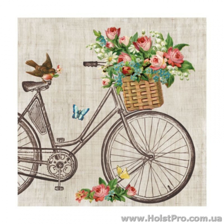 Салфетки для декупажа, "Велосипед с цветами", 33*33 см, 18,5 г/м2, 20 шт, Abiente