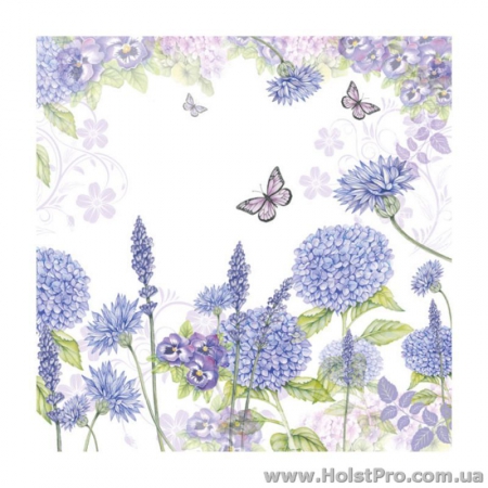 Салфетки для декупажа, "Фиолетовые цветы", 33*33 см, 18,5 г/м2, 20 шт